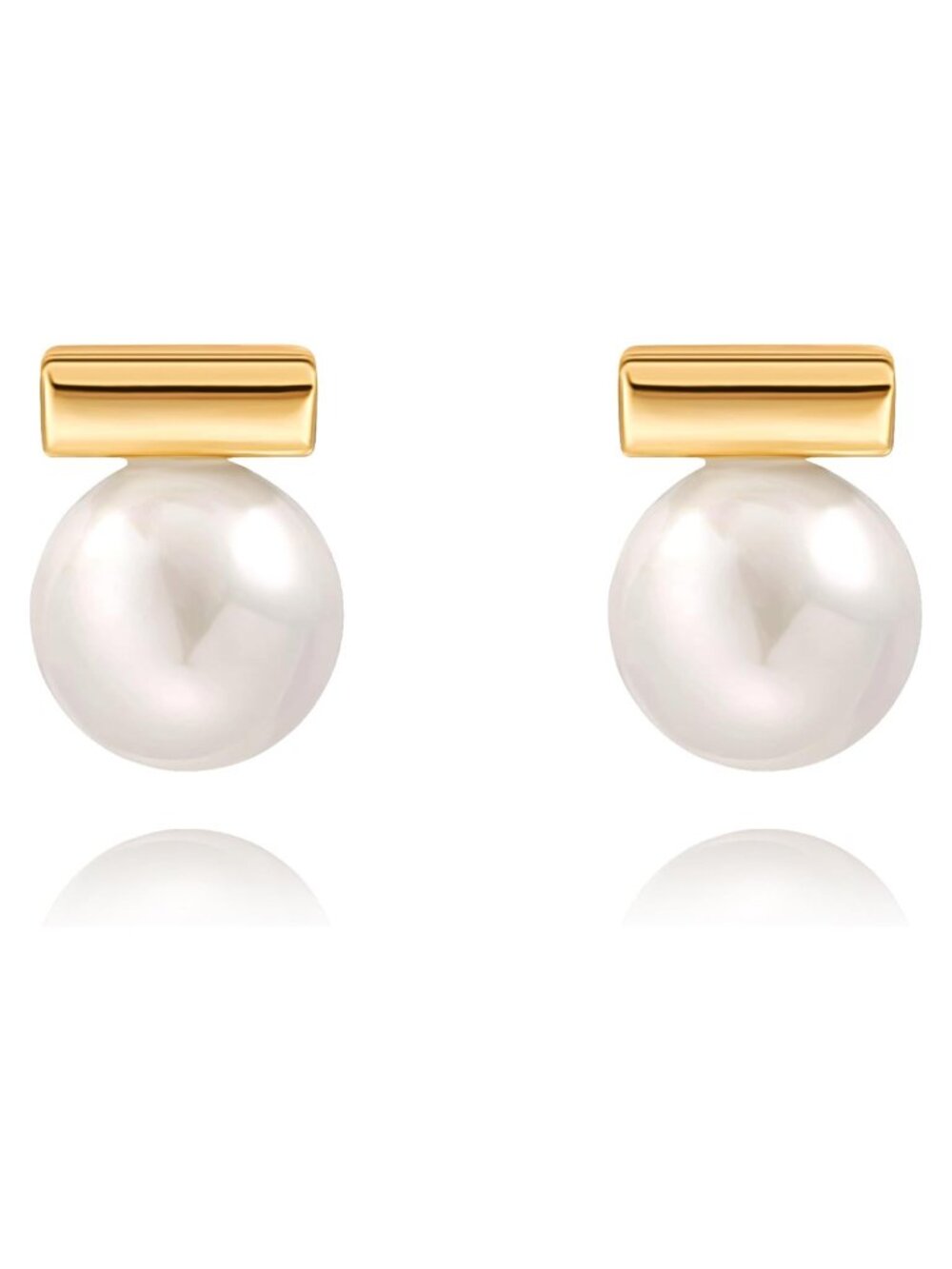 18K Gold Plated Love Knot Pearl Stud Earrings 10mm Simulated Pearl